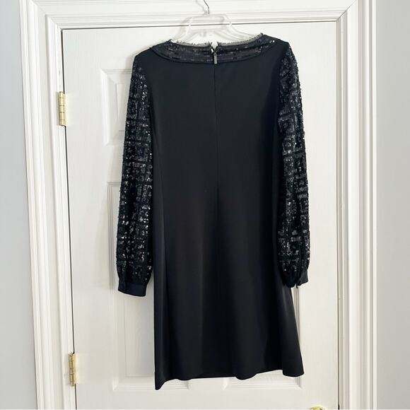 Tory Burch Sequin Sleeve  Black Dress Sheath MEDIUM Designer Cocktail Party - Picture 15 of 16